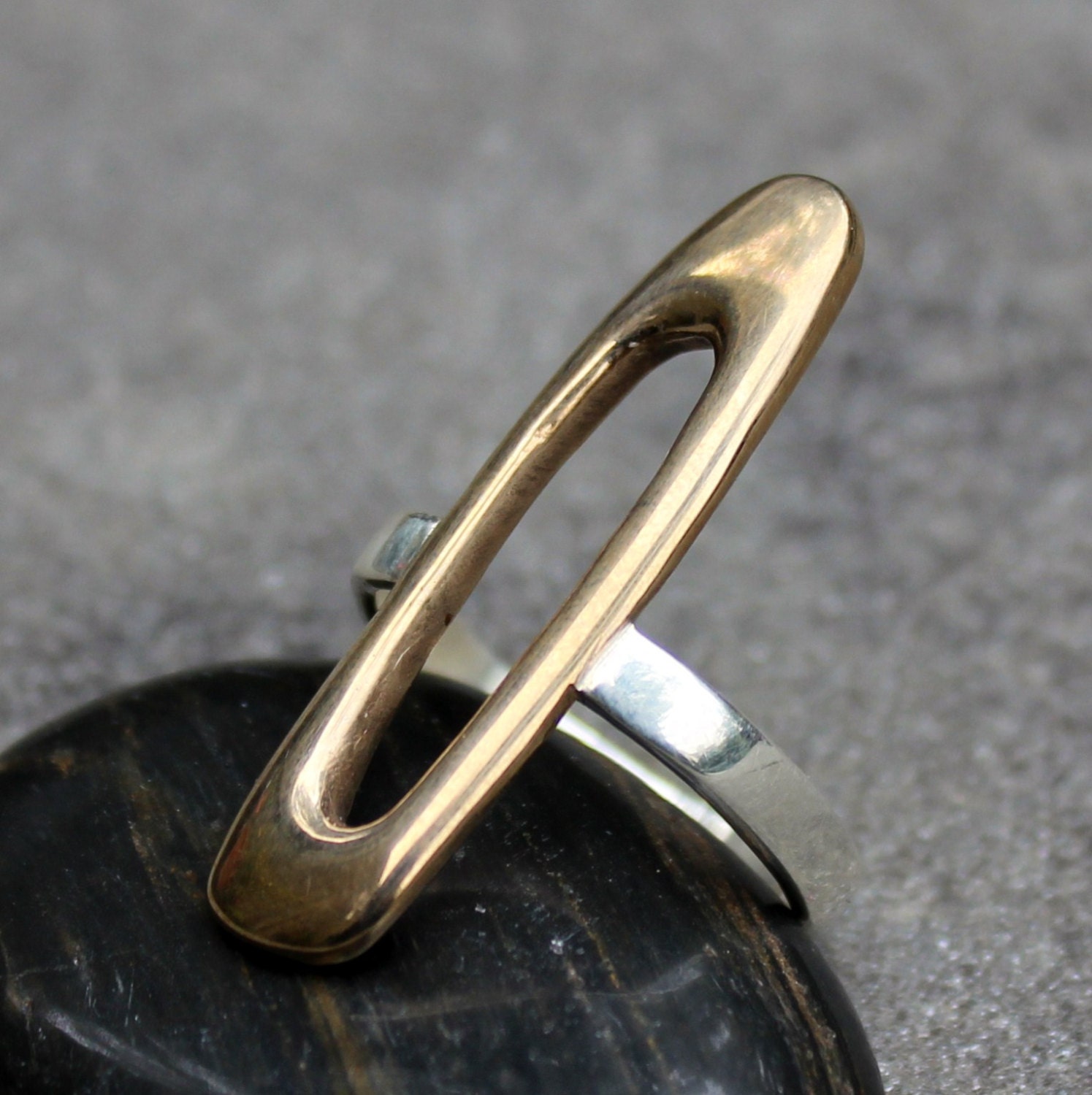 Bronze Ring Modern Bronze and Sterling Silver Ring Mod