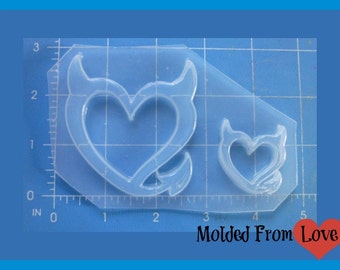 SALE Devil Heart Bad Girl 2 different sizes Flexible Handmade Plastic Resin Mold
