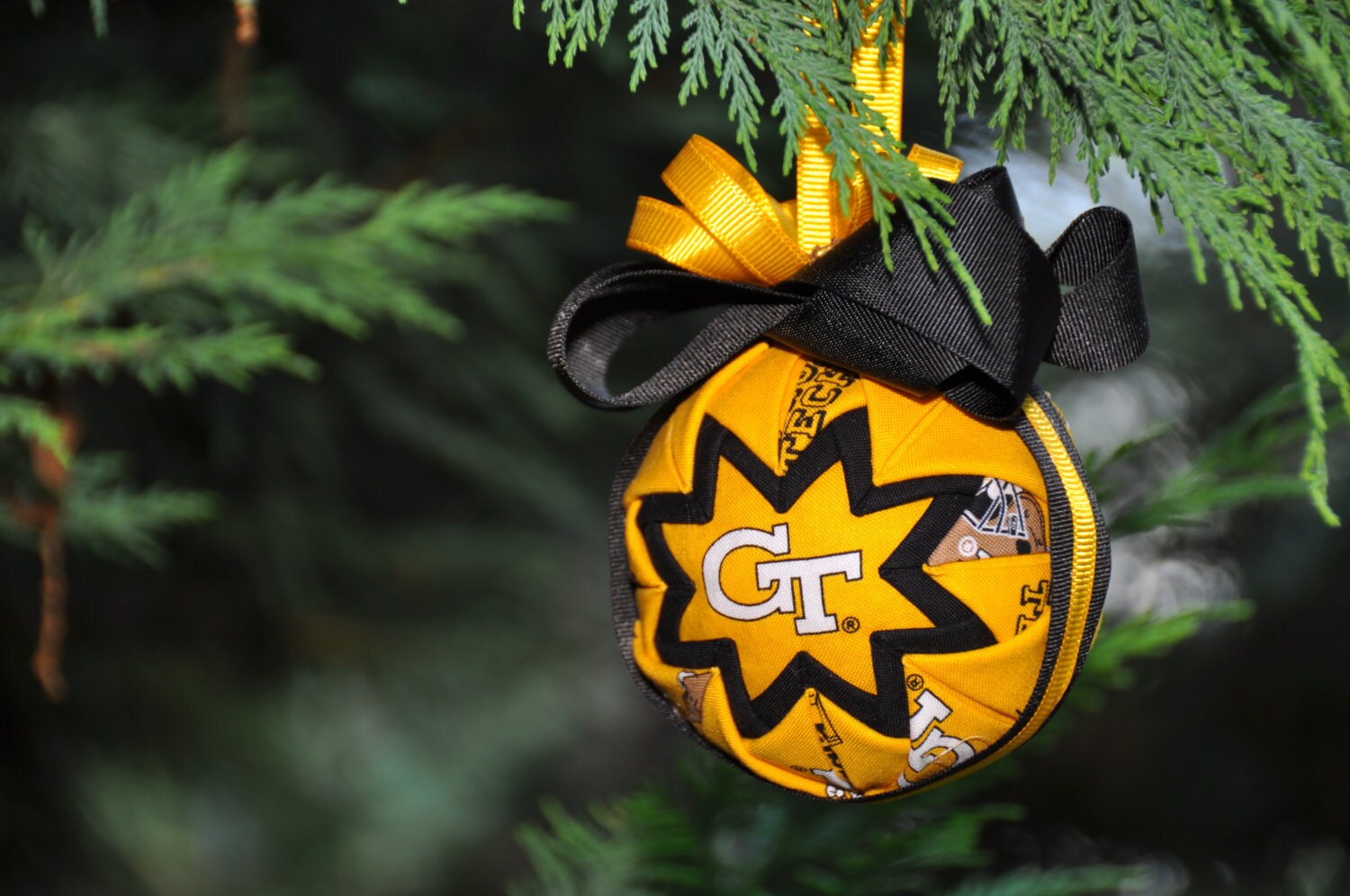 GT Quilted Christmas Ornament Georgia Tech by BuchananFamilyArts