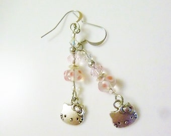 Hello Kitty Charm and Crystal Dangle Earrings