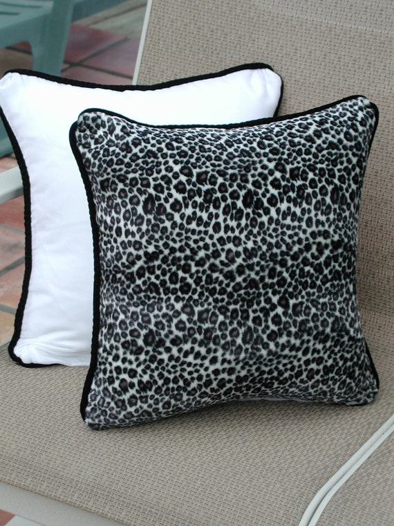 Black and White Animal Print Velvet Throw Pillows White