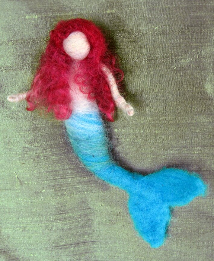 Needle felted mermaid choose a hair color Waldorf doll
