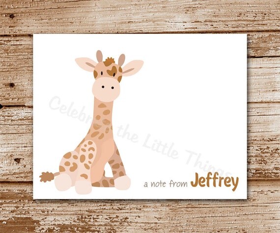 Set of 8 Giraffe Note Cards | Personalized Stationery | Thank You Notecards | Baby | Zoo, Jungle Il_570xn