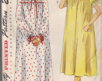 Vintage Sewing Pattern Nightgown Negligee Miss Size 12 Bedjacket 1950 Lingerie