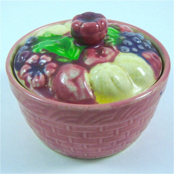 Vintage Ceramic Lidded Jam Jelly Pot or Trinket Box by RubeesNest