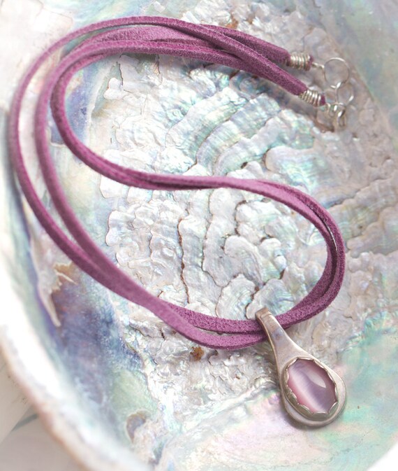 Sterling Silver Spoon Necklace Spoon Jewelry Purple Necklace