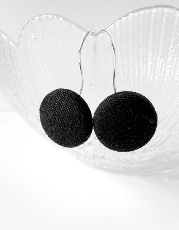 Black earrings  black dangle earrings  simple by KooKooCraft