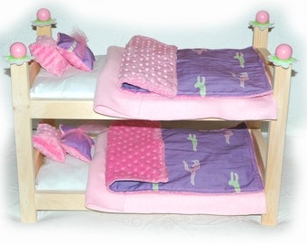 Double Doll Bunk Bed - Gymnastics American Made Girl Doll Bunk Bed - Fits 18 inch dolls and AG dolls