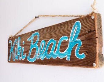 Personalized Beach Sign on Reclaimed Distressed Wood Beach Art Wooden Surf Sign Coastal Beach Surf Baby Nursery Beach Themed Kids Room