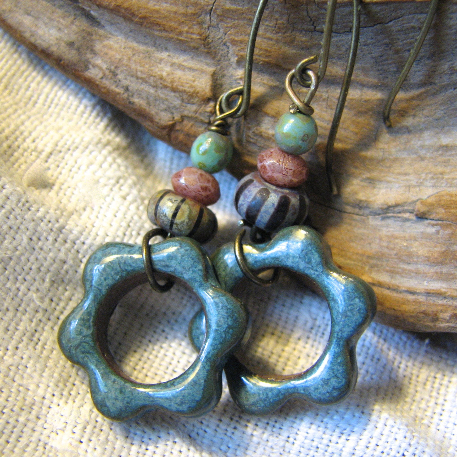 perfect pottery hoop dangle earrings by themoonbeam on Etsy