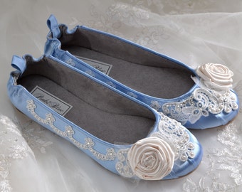 Flat Pump Wedding Shoes Satin Flat Bridal Shoes Rhinestone