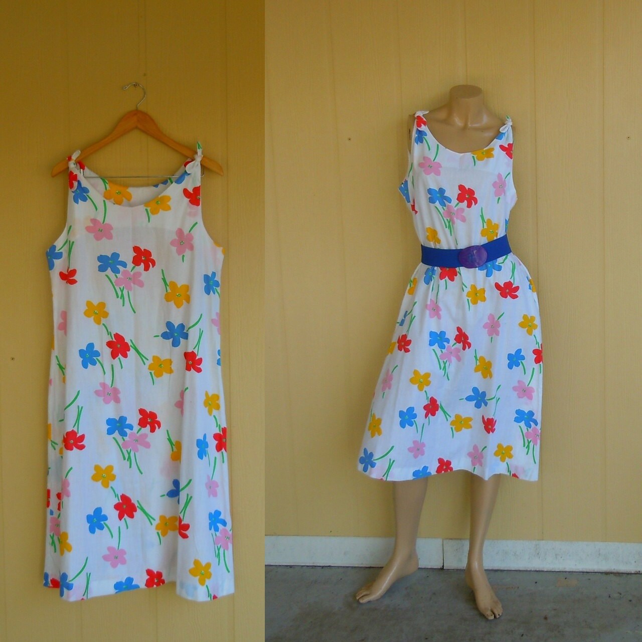 floral sundress with bow straps . vintage dress by NestEggVintage