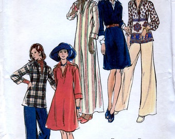 Butterick 3356 Vintage 70s Misses' Dress, Top and Pants Sewing Pattern - Uncut - Size 12 - Bust 34
