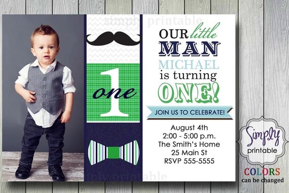 Little Man Bowtie & Mustache Invitation Il_570xn