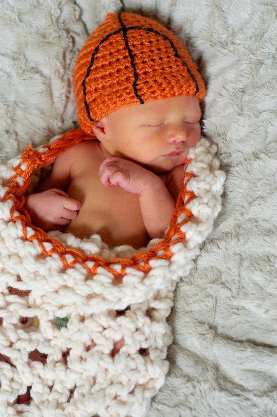 Basketball crochet net cocoon with matching by BlossomBella