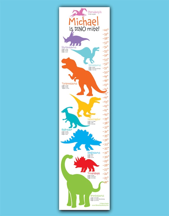 Dinosaur Growth Chart for Kids by TBoneSquid on Etsy