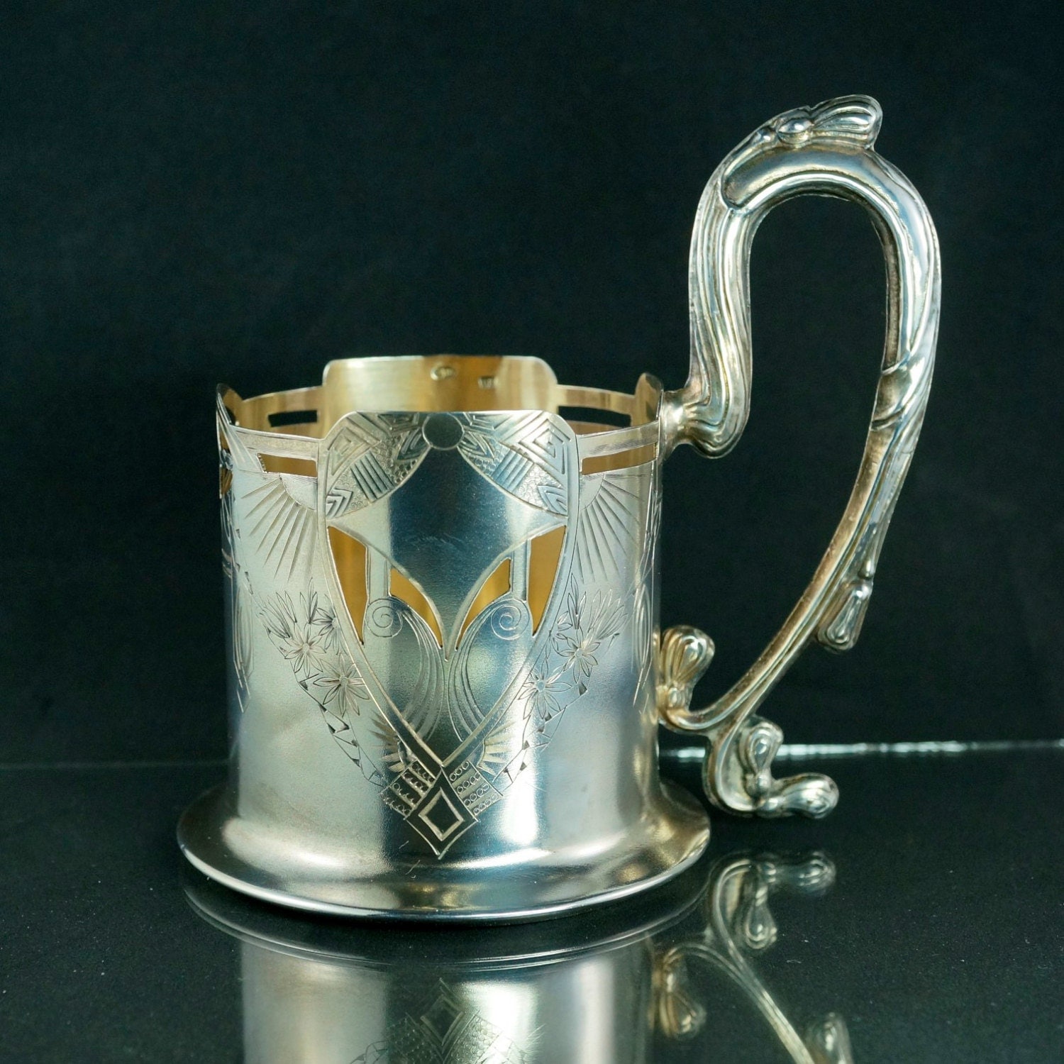 reserved RUSSIAN PODSTAKANNIK 84 SILVER tea glass holder