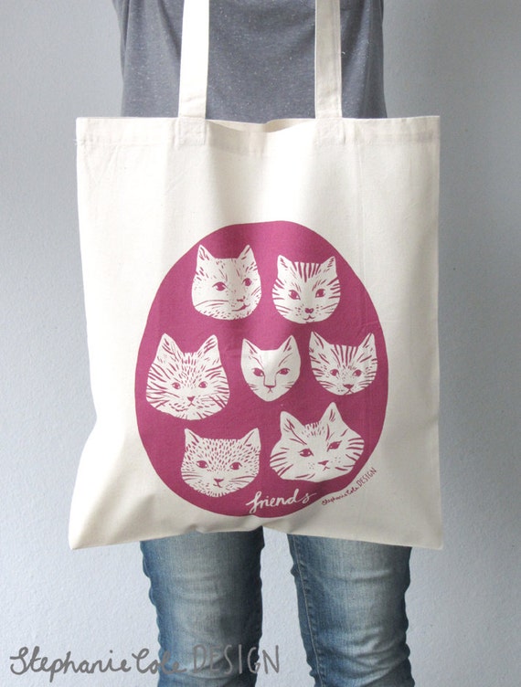 Cat friends tote bag