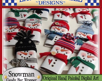 Snowman Candy Bar Wrapper, Laurie Furnell, printables, holiday candy wrappers, Christmas wrappers, Christmas printables, papercrafts, candy