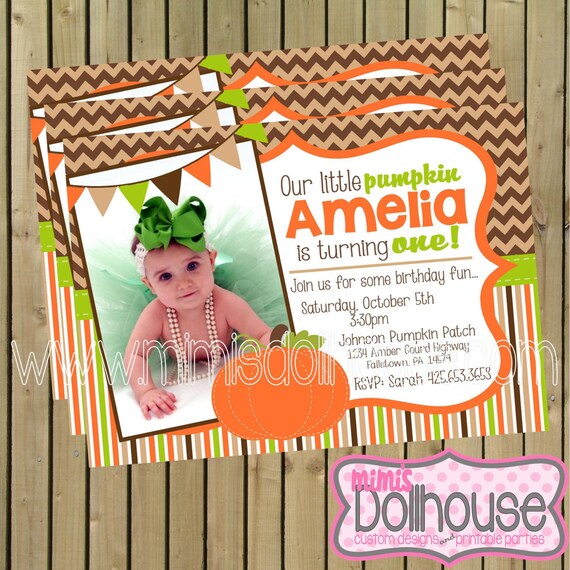 Pumpkin Invitation- Little Pumpkin Invitation- Pumpkin Birthday invitation PDF/JPEG Il_570xn