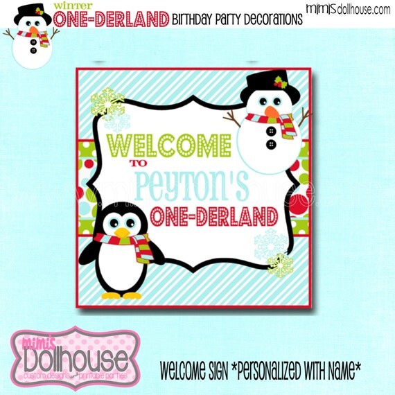 Personalized Winter One-derland Red Welcome Sign-Christmas Welcome Sign Red- Winter Wonderland Welcome Sign Red-PDF Il_570xn