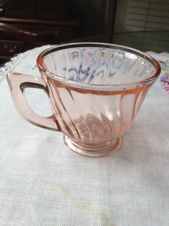 Jeanette Glass Co. Depression Glass Pink Petal Swirl Cup