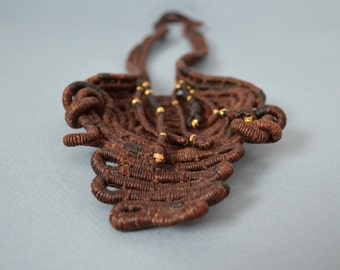 Vintage Fiber Art Wrapped Necklace
