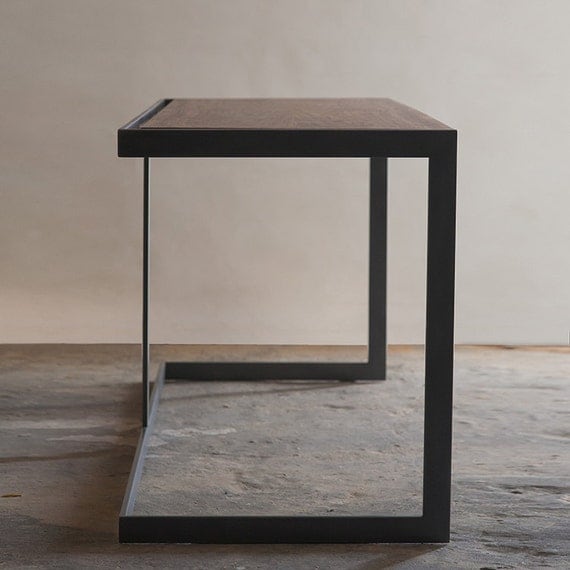 Items similar to Suspended Wood and Metal Desk Modern Industrial Design