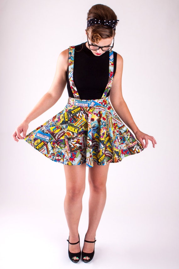 Suspenders Marvel Comic Book Circle Skirt