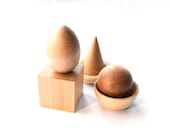 Montessori Geometric Solids - Waldorf Wooden Toy - Eco Friendly Toy - Wooden Shapes Toys -  Homeschool