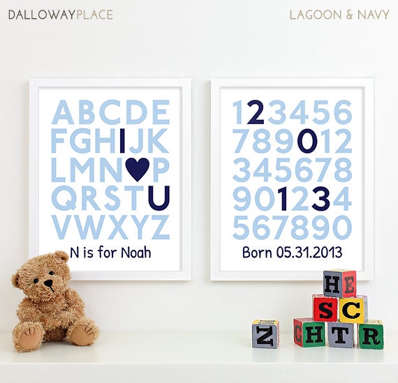 Items similar to Baby Boy Wall Art for Boys Nursery Art, Baby Birth