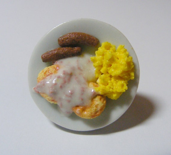 Food Jewelry Biscuits and Gravy Ring Miniature Food Ring