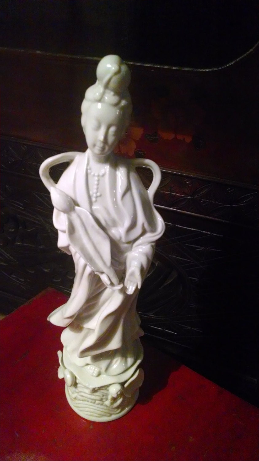 Vintage White Porcelain Kwan Yin/Kuan Yin Statue by Bittersweets13