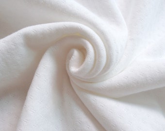 Stretch Cotton Pointelle Knit - White Ivory - By the Yard 42571