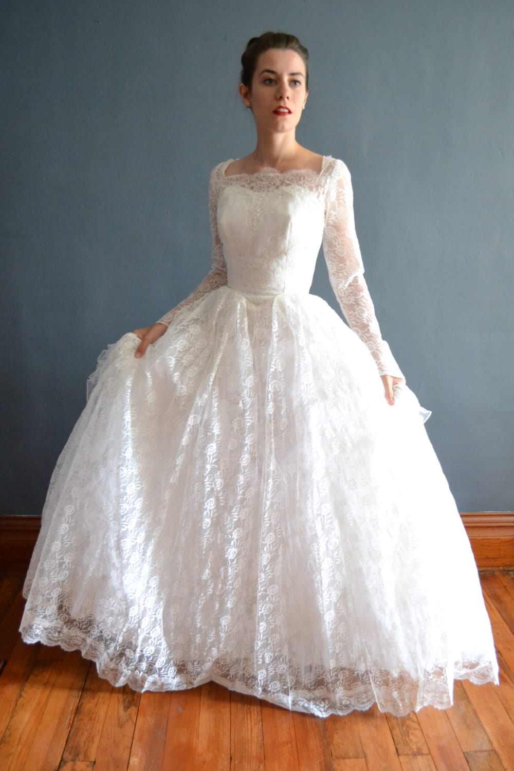 1950s wedding dress / vintage 50s wedding dress / Caressa