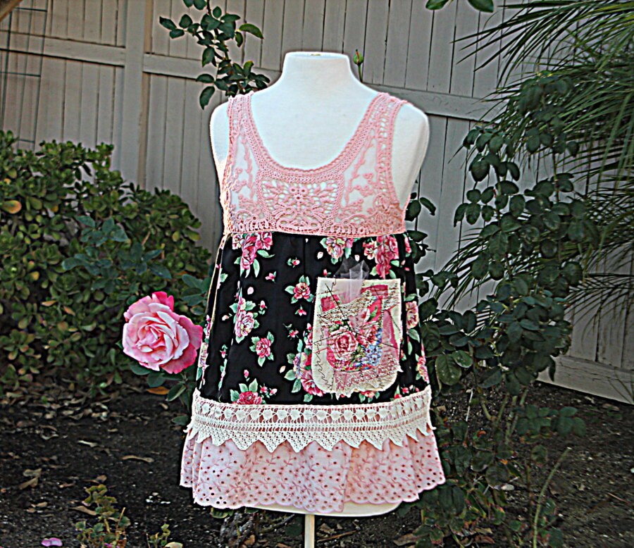 Shabby Chic Shirt Upcycled Clothing ltered Shirt Mori