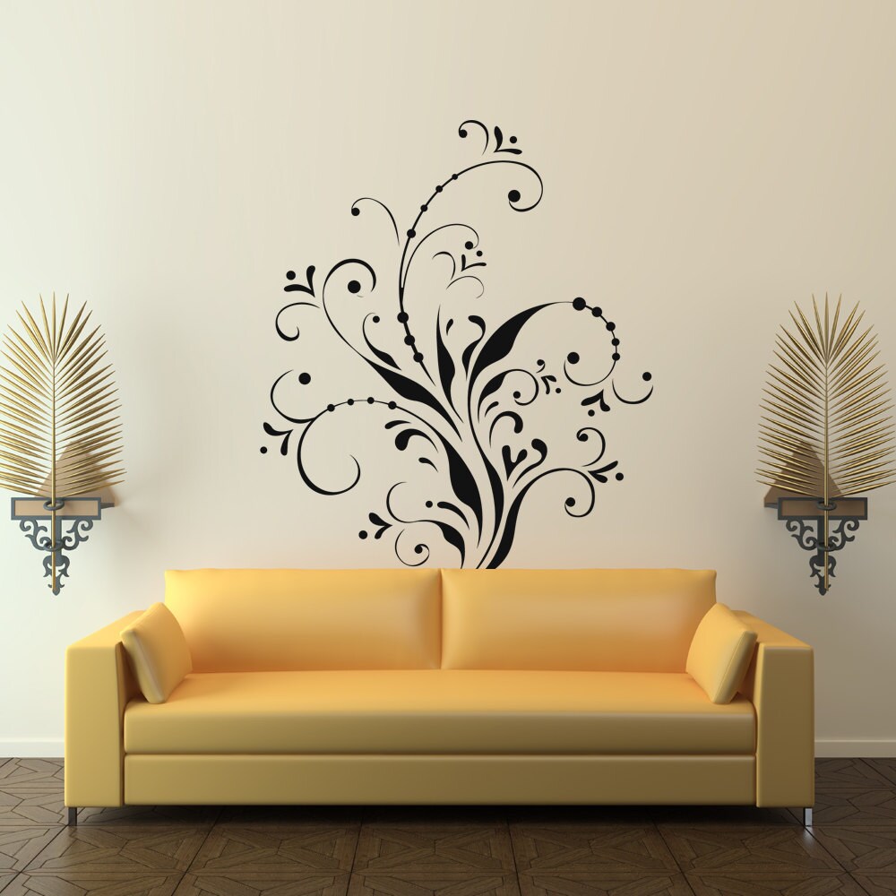 Floral Wall Decal Art Decor Flower Design by HappyWallz on Etsy