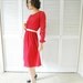 VINTAGE Rockabilly Dress - 1980s - Bright Magenta Flowing Hot Pink Women's Retro Dress- Small / Medium - Elastic Waist
