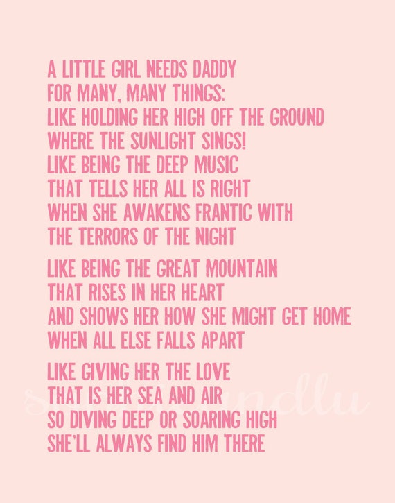 Items similar to A little girl needs Daddy quote printable poster