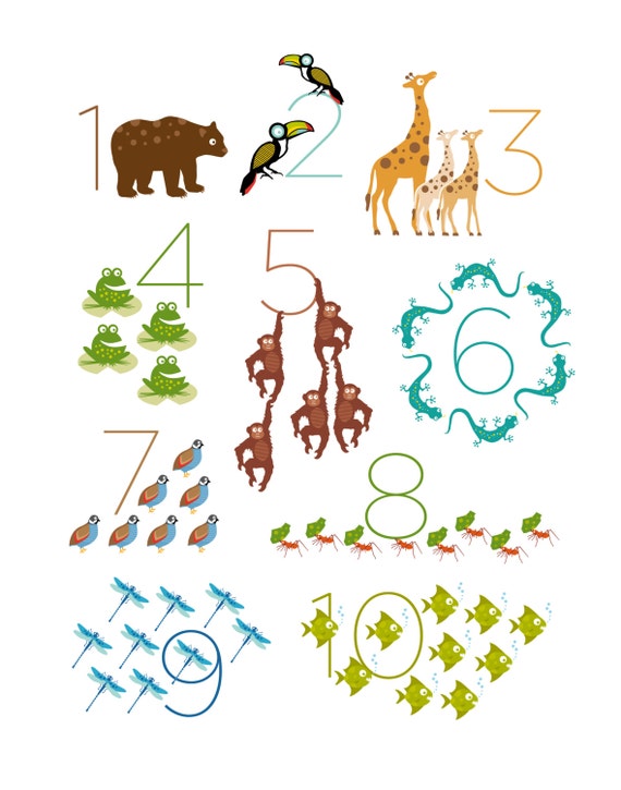 safari jungle animal numbers print