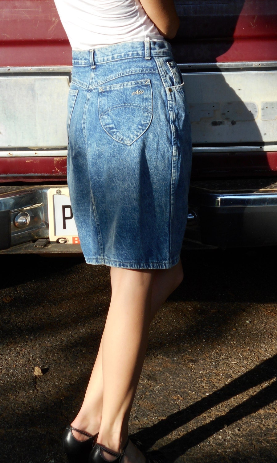 1980s jean skirt