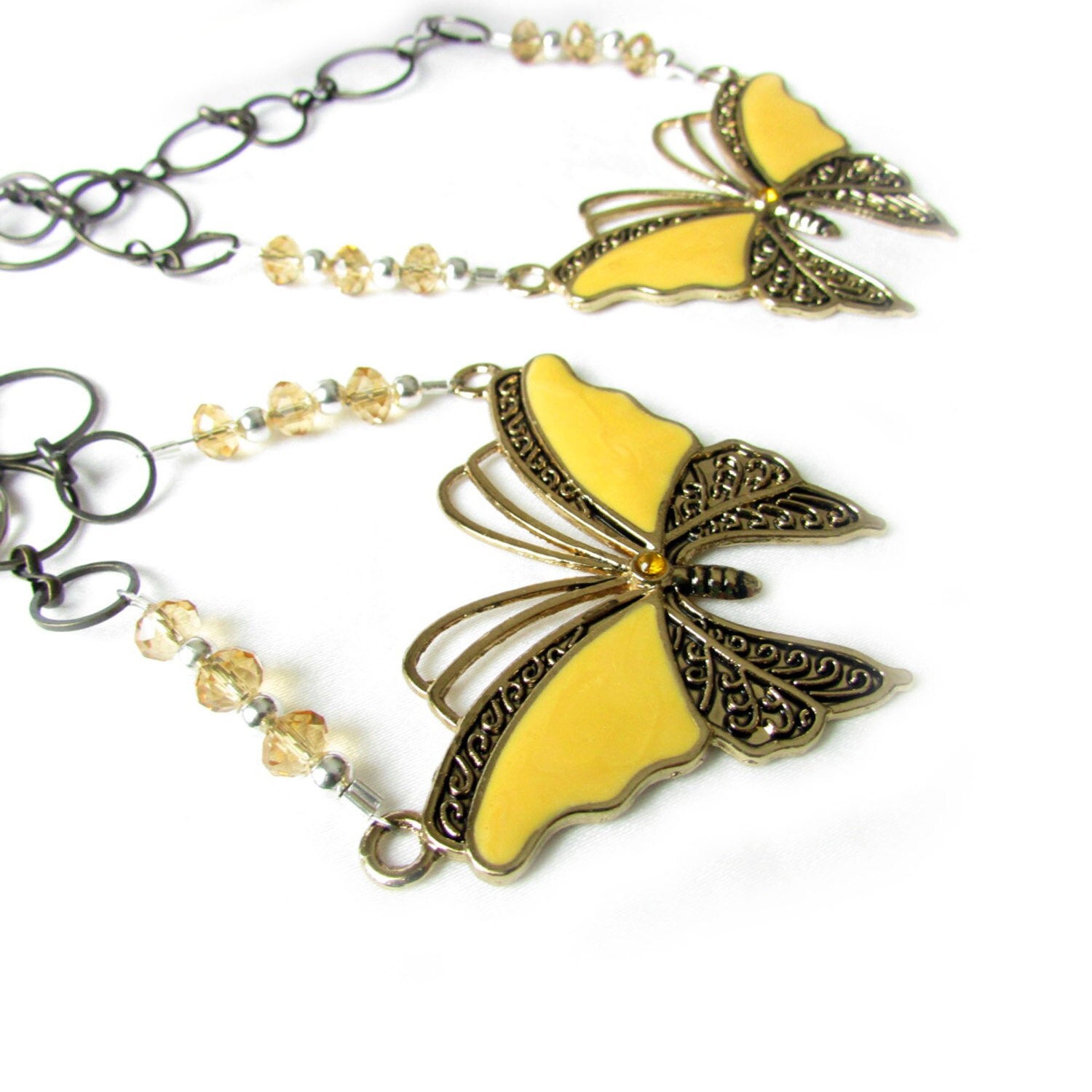 Yellow Butterfly Curtain Tiebacks Butterfly by EarthlieTreasures