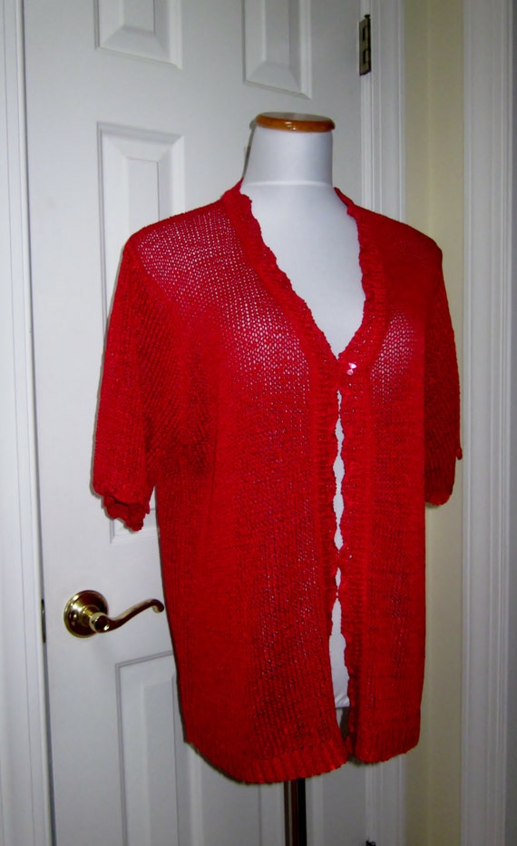 Sun protection short sleeve plus size red sweater for