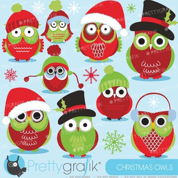 80% 0FF SALE Christmas Owls clipart commercial use, vector graphics, digital clip art, digital images - CL588 Il_570xn