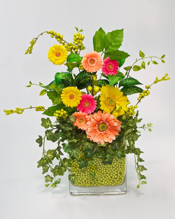 Spring Artificial Flower Arrangement Bright and Cheery