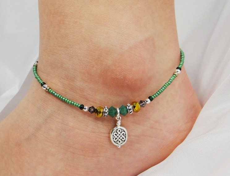 Anklet Ankle Bracelet Celtic Anklet Irish Anklet Green