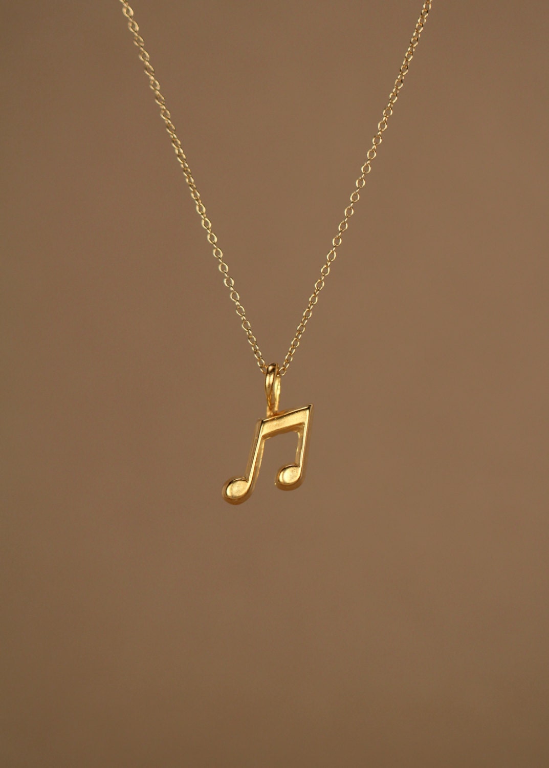 Gold music note necklace music note eighth note by BubuRuby