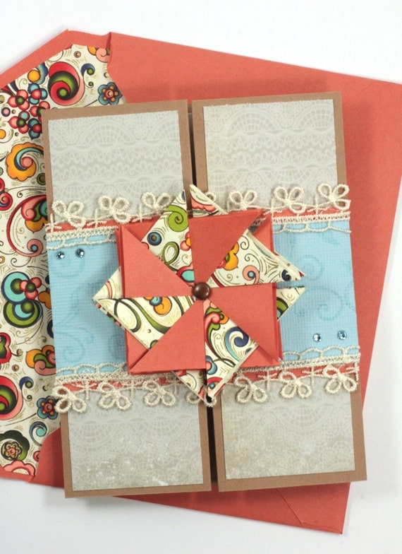 Get Well Gift Card - Folded Birthday Geometric Medallion for Summer