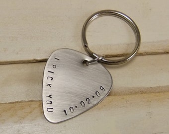 I pick you, Personalized guitar pick keychain