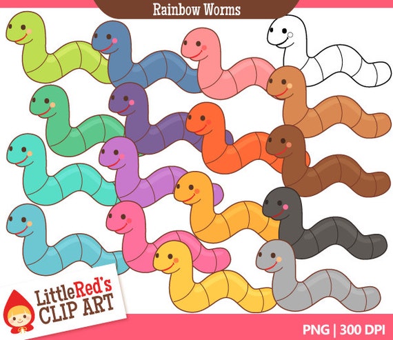 Rainbow Worms Clip Art and Lineart personal by LittleRedsClipArt